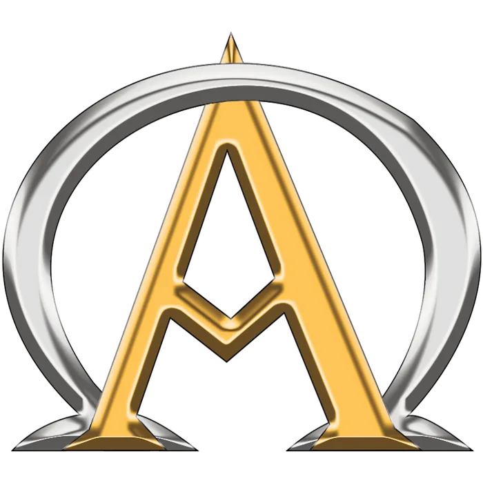 Intertwined gold Alpha and silver Omega